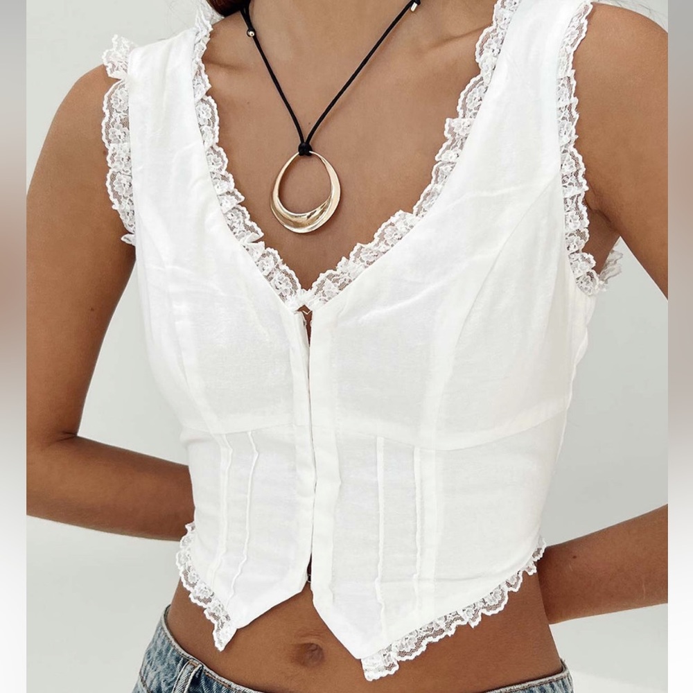 White lace vest top
